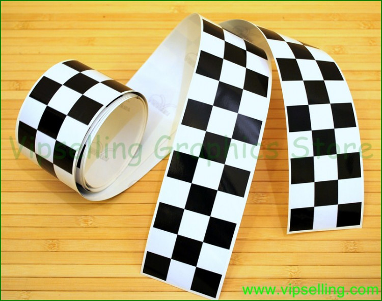 Cafe Racer Retro Black White Chequered Stripes Kit 60mm Wide Stripes ...