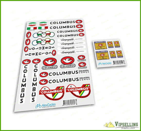 Columbus SL Speciali Tubi Rinforzati Fork & Frame Decals Stickers Kit Colnago Made in Italy Set