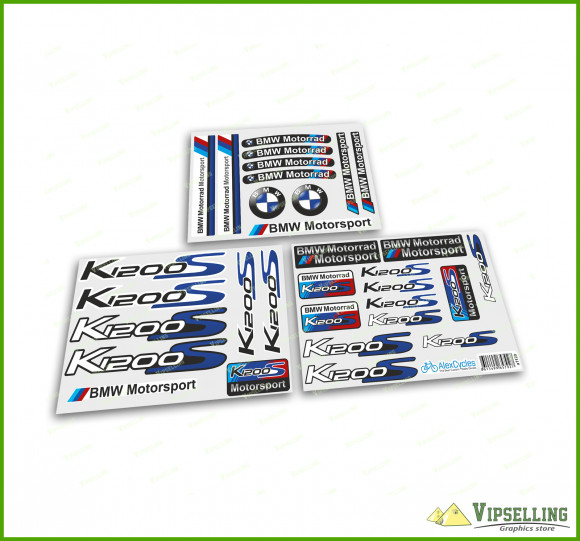 BMW Motorrad Motorsport K1200S Blue Laminated Decals Stickers Kit