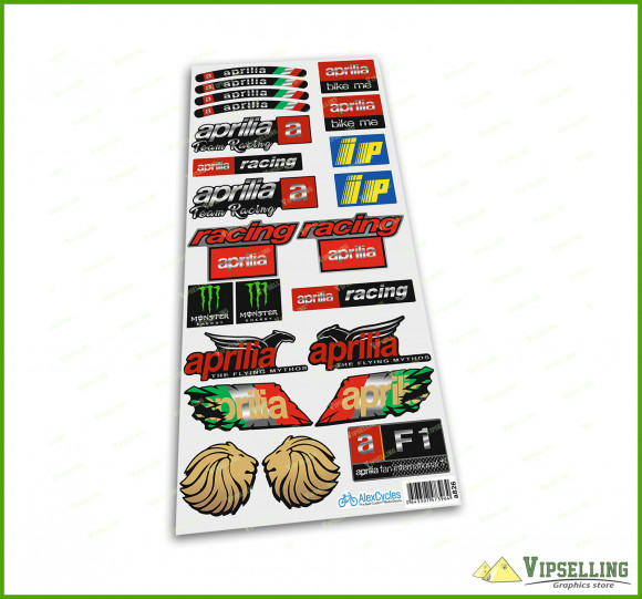 Aprilia Kit 3xA5 aprilia IP Racing Lion Motorbike Monster Energy Silver Laminated Decals Stickers Kit