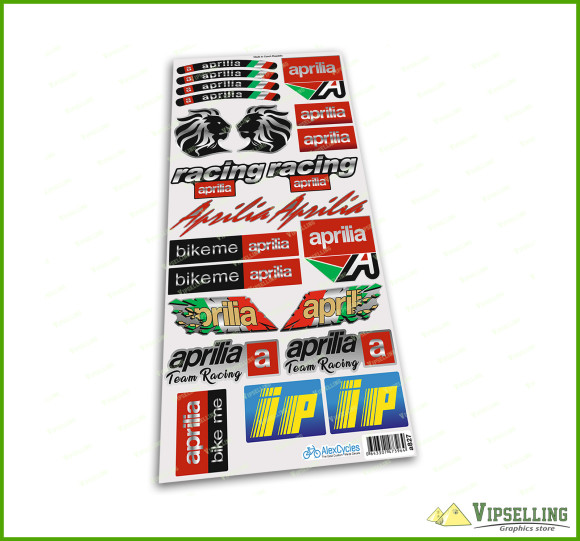 Aprilia Kit 3xA5 aprilia Motorbike Motorcycle Team Racing Silver Laminated Decals Stickers Set RSV RS