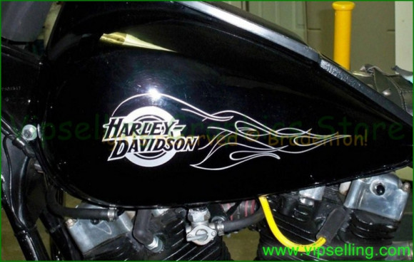 Silver Harley-Davidson Flames Tank Decals Silver Harley-Davidson Flames Tank Decals