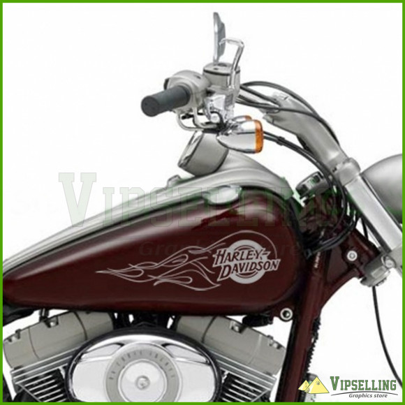 Silver Harley-Davidson Flames Tank Decals Silver Harley-Davidson Flames Tank Decals