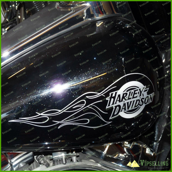 Silver Harley-Davidson Flames Tank Decals Silver Harley-Davidson Flames Tank Decals