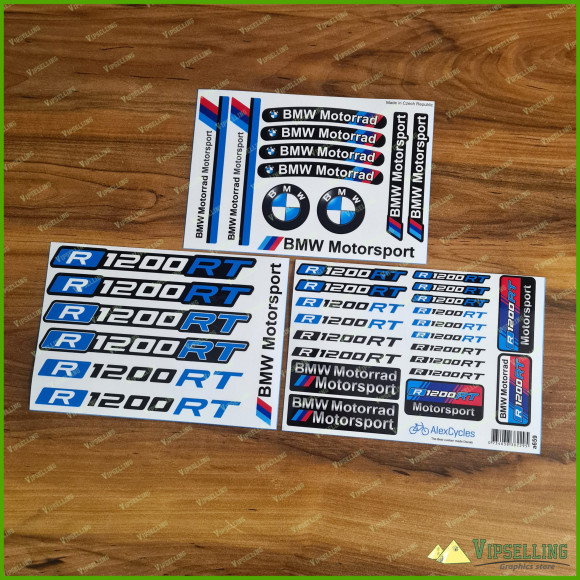 BMW Motorrad Motorsport R1200RT Blue Laminated Decals Stickers Kit