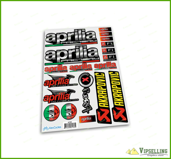 Aprilia Kit aprilia Factory Racing Motorbike Akvapovic Silver Laminated Stickers Decals Set