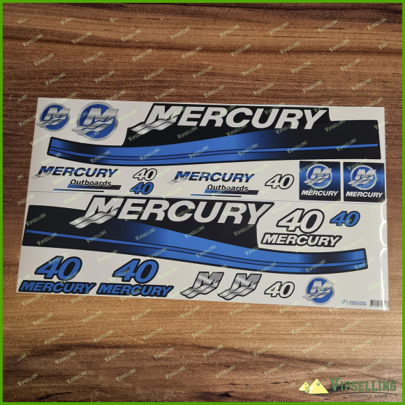 MERCURY Marine 40 HP Outboards Motor Blue Laminated Decals Stickers Boat Kit