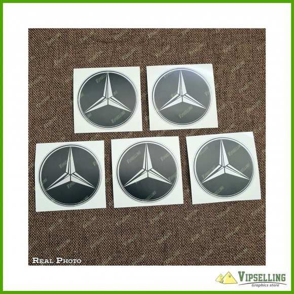 Mercedes Benz Silver Wheel Center Caps Decals Set Any Size Gold White