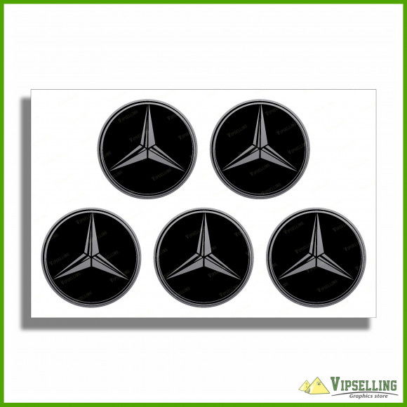 Mercedes Benz Silver Wheel Center Caps Decals Set Any Size Gold White