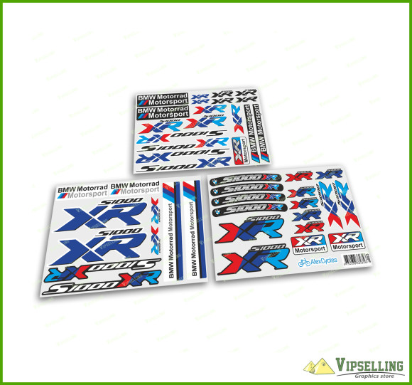 BMW Motorrad Motorsport S1000XR Blue Laminated Decals Stickers Kit Set