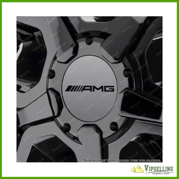 AMG Mercedes-Benz Chrome Silver Gold Wheel Caps Center Decals Set