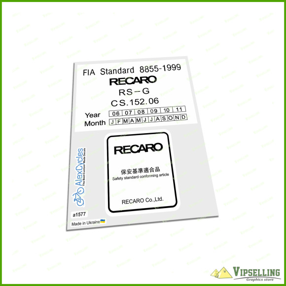 JAPAN MATERIAL RECARO SEAT HIGH QUALITY REPLACEMENT DECAL STICKER KIT SET