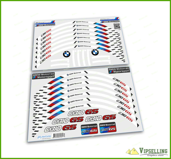 BMW Motorrad Motorsport G310GS Wheel Rim Laminated Stripes Decals Stickers Kit