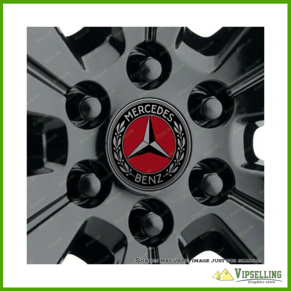 AMG Mercedes Red Chrome Silver Gold White Wheel Caps Center Decals Set AMG Mercedes Red Chrome Silver Gold White Wheel Caps Center Decals Set