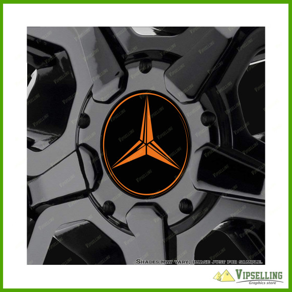 AMG Mercedes Orange Wheel Caps Center Decals Set AMG Mercedes Orange Wheel Caps Center Decals Set
