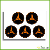 AMG Mercedes Orange Wheel Caps Center Decals Set AMG Mercedes Orange Wheel Caps Center Decals Set