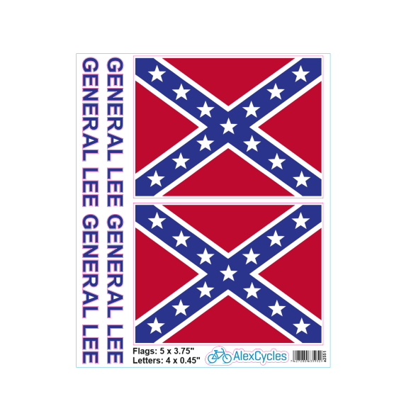 x2 General Lee 5 x 3 ¾ Inches Flags Decals Mardave Tamiya HPI Losi Dodge Charger RC CAR Stickers Duke of Hazzard Movie