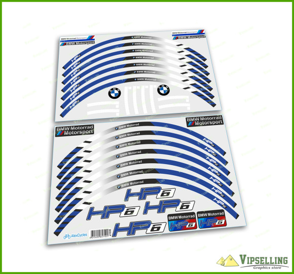 BMW Motorrad Motorsport HP6 Wheel Rim Laminated Stripes Decals Stickers Kit