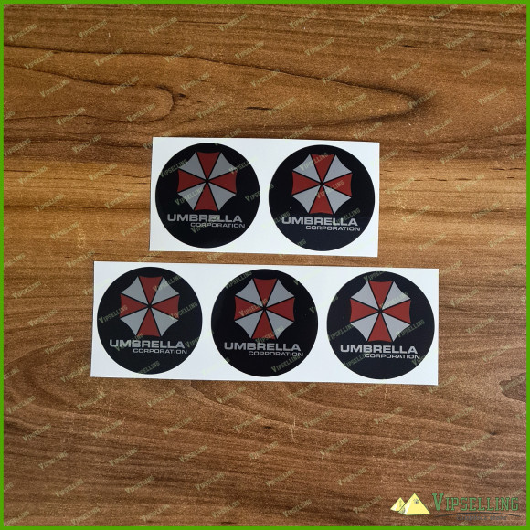 UMBRELLA Corporation Gold Silver Wheel Center Caps Laminated Decals Stickers Set UMBRELLA Corporation Gold Silver Wheel Center Caps Laminated Decals Stickers Set