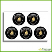 Super Lamborghini Wheel Center Cap Gold Silver Laminated Vinyl Decals Set Super Lamborghini Wheel Center Cap Gold Silver Laminated Vinyl Decals Set