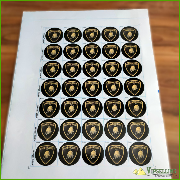 Super Lamborghini Wheel Center Cap Gold Silver Laminated Vinyl Decals Set