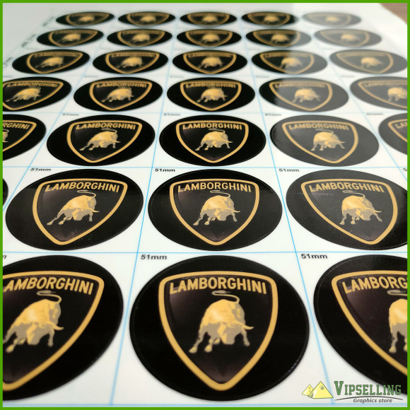 Super Lamborghini Wheel Center Cap Gold Silver Laminated Vinyl Decals Set