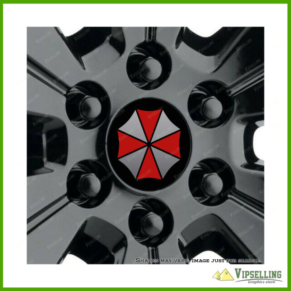 UMBRELLA Corporation Silver Gold Wheel Center Caps Laminated Decals Stickers Set