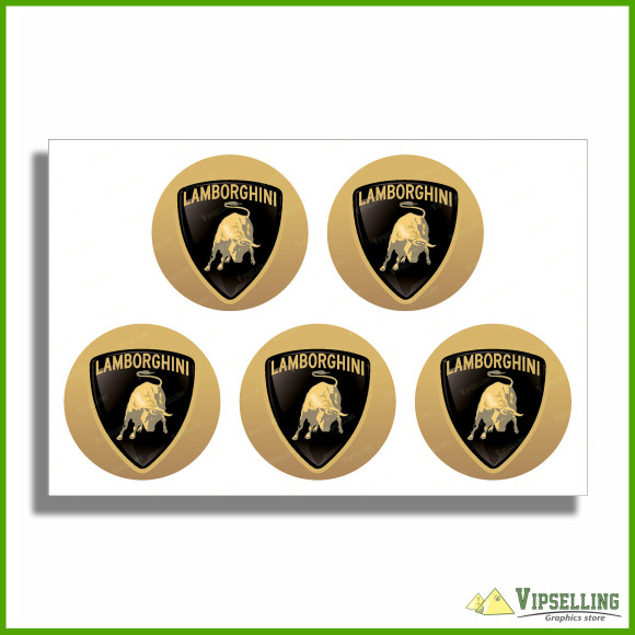 Nice Lamborghini Wheel Center Cap Gold Silver Laminated Vinyl Decals Kit Nice Lamborghini Wheel Center Cap Gold Silver Laminated Vinyl Decals Kit