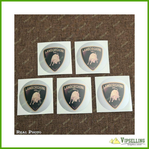 Nice Lamborghini Wheel Center Cap Gold Silver Laminated Vinyl Decals Kit Nice Lamborghini Wheel Center Cap Gold Silver Laminated Vinyl Decals Kit