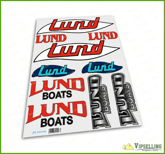Lund Fishing Boats Old School Vinyl Laminated Decals Stickers Emblems Vintage Kit