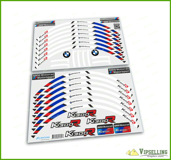 BMW Motorrad Motorsport K1300R Wheel Rim Laminated Stripes Decals Stickers Kit
