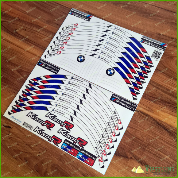 BMW Motorrad Motorsport K1300R Wheel Rim Laminated Stripes Decals Stickers Kit