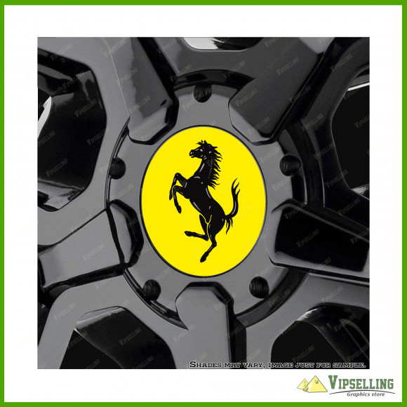 Enzo Ferrari Wheel Center Cap Yellow Laminated Vinyl Decals Set Enzo Ferrari Wheel Center Cap Yellow Laminated Vinyl Decals Set