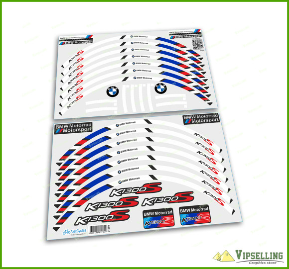 BMW Motorrad Motorsport K1300S Wheel Rim Laminated Stripes Decals Stickers Kit