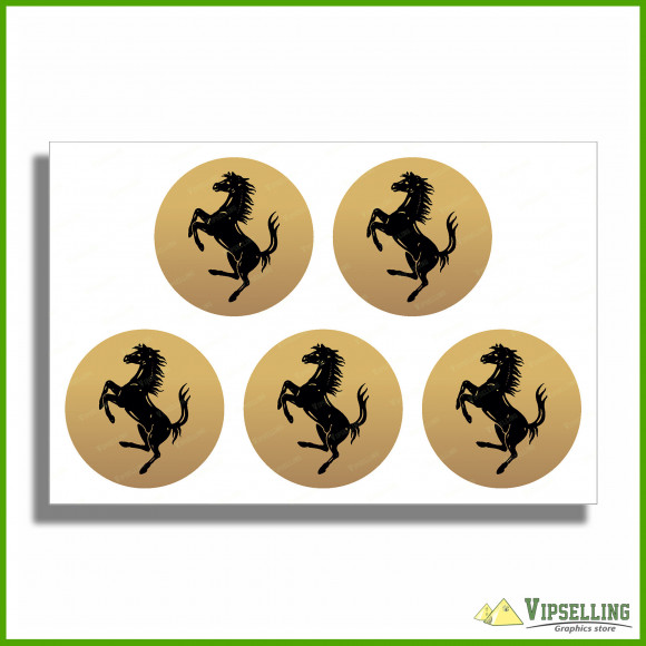 Enzo Ferrari Wheel Center Cap Silver Gold Laminated Vinyl Decals Kit