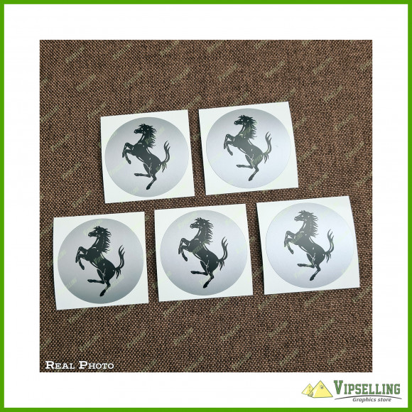 Enzo Ferrari Wheel Center Cap Silver Gold Laminated Vinyl Decals Kit