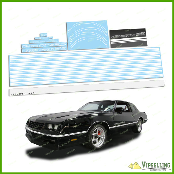 Monte Carlo SS Chevrolet Fully White 1985-1986 Restoration Decals Kit Stripes Chevy