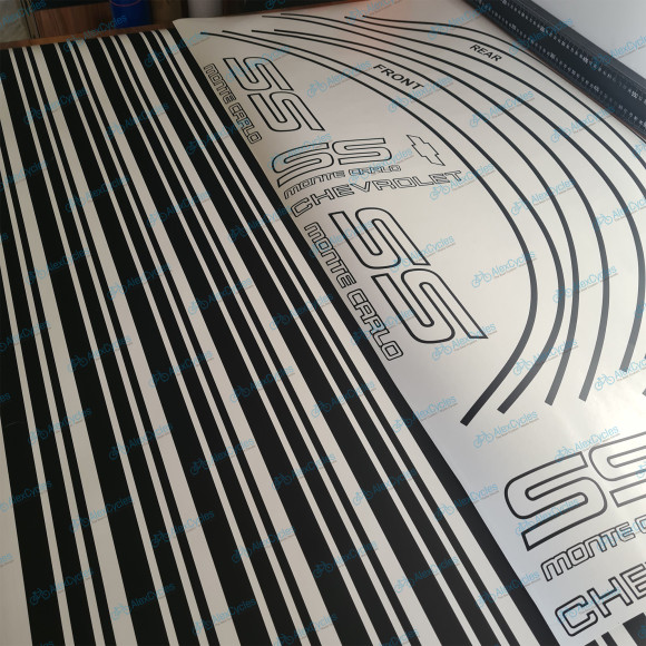 Monte Carlo SS Chevrolet Fully Matte Black Satin 1987-1988 Restoration Decals Kit Stripes Chevy Monte Carlo SS Chevrolet Fully Matte Black Satin 1987-1988 Restoration Decals Kit Stripes Chevy