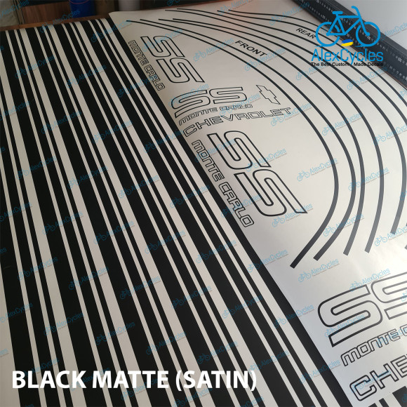 Monte Carlo SS Chevrolet Fully Matte Black Satin 1987-1988 Restoration Decals Kit Stripes Chevy Monte Carlo SS Chevrolet Fully Matte Black Satin 1987-1988 Restoration Decals Kit Stripes Chevy