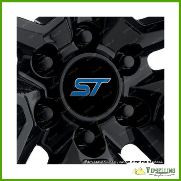 Ford ST Racing Focus Fiesta Silver Wheel Center Caps Laminated Decals Stickers Kit