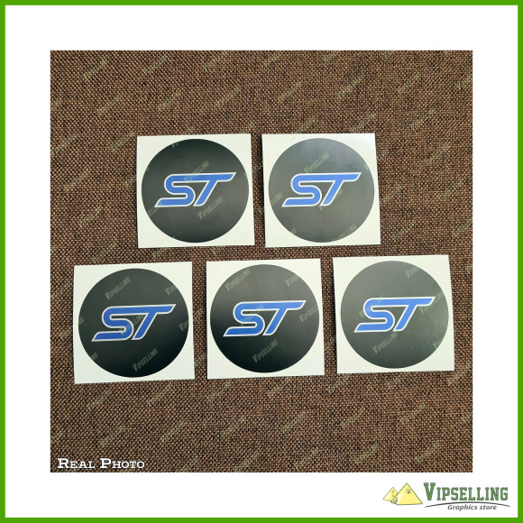Ford ST Racing Focus Fiesta Silver Wheel Center Caps Laminated Decals Stickers Kit
