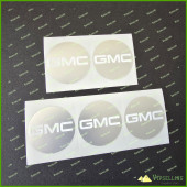 GMC General Motors SUV Truck Chrome White Wheel Caps Center Decals Stickers Emblems Kit