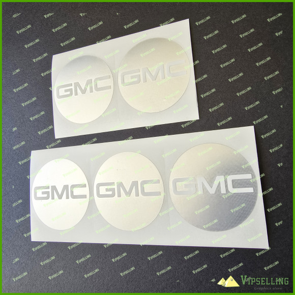 GMC General Motors SUV Truck Chrome White Wheel Caps Center Decals Stickers Emblems Kit