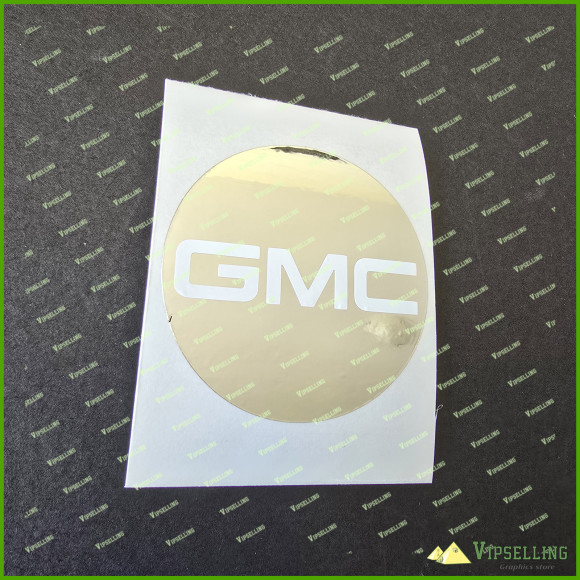 GMC General Motors SUV Truck Chrome White Wheel Caps Center Decals Stickers Emblems Kit