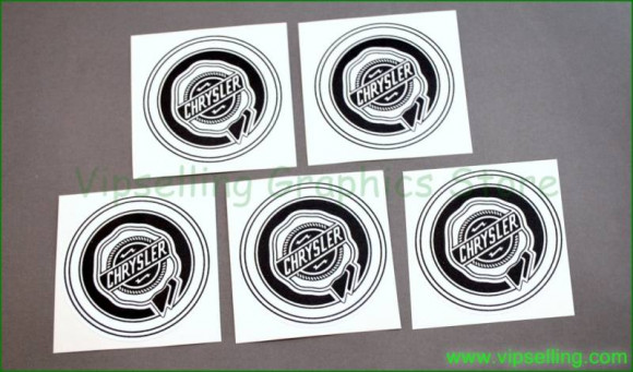 Vintage Chrysler Wheel Center Cap Gold Silver White Laminated Vinyl Decals Set