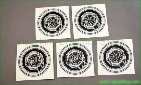 Vintage Chrysler Wheel Center Cap Gold Silver White Laminated Vinyl Decals Set