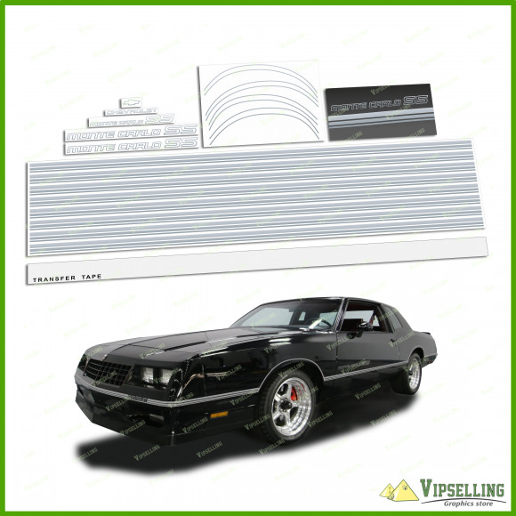 Chevrolet Monte Carlo SS Fully Silver 1985-1986 Restoration Stripes Decals Kit Chevy