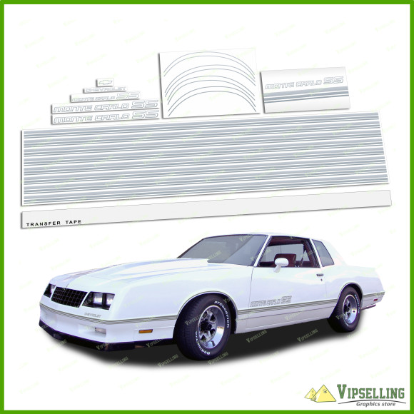 Chevrolet Monte Carlo SS Fully Silver 1985-1986 Restoration Stripes Decals Kit Chevy