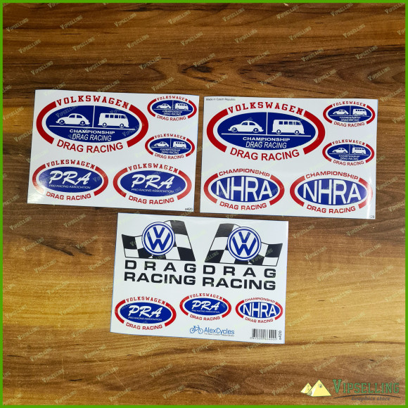 Volksvagen Championship Drag Racing VW Retro Vintage Decals Stickers Emblems Kit Volksvagen Championship Drag Racing VW Retro Vintage Decals Stickers Emblems Kit