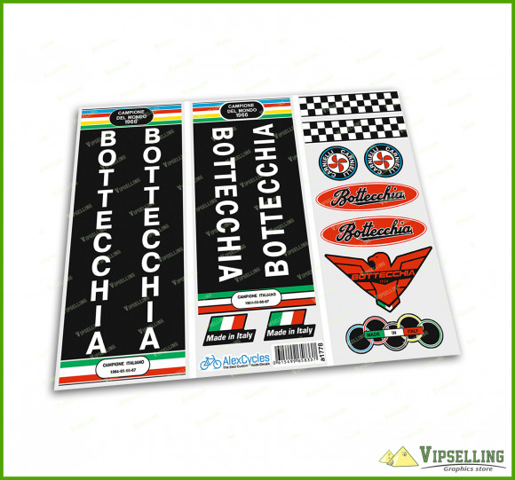  Restoration Decals Kit for Early Black Bottecchia Campagnolo Vintage Stickers Set
